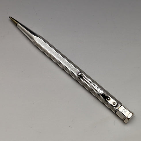British Vintage Yard O Red Rolled Silver Hexagon Propelled Pencil in Paper Box